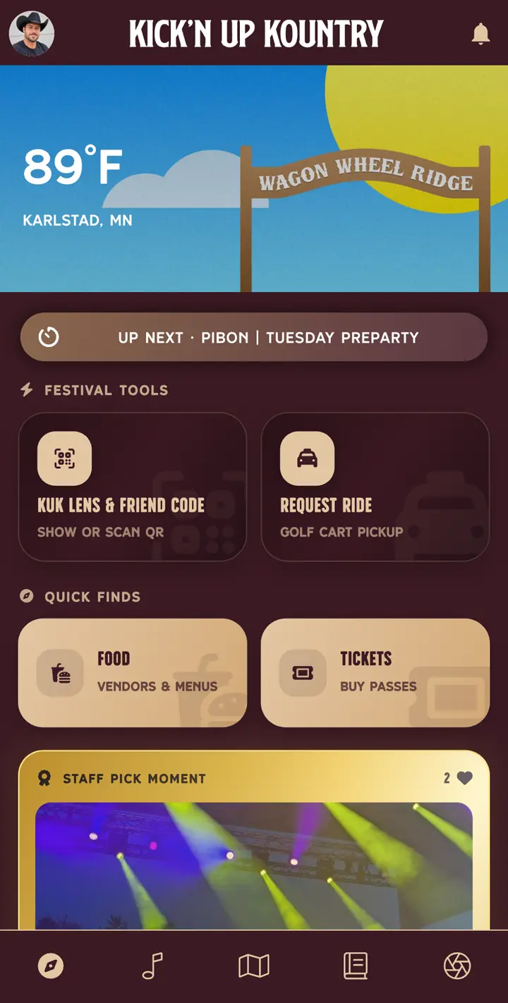 KUK app Discover screen