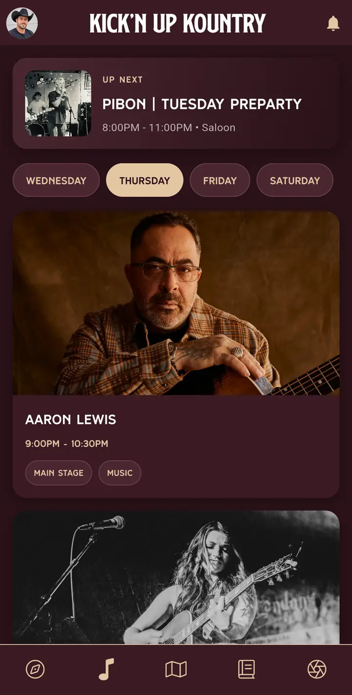 KUK app Schedule screen